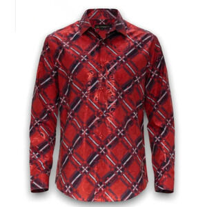 Mens Red Printed  Fashion Shirt Medium EUC